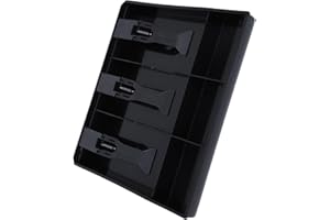 ACOGEDOR Kassenschublade，Kassenlade Kassenschublade Geldlade Geldschublade Registrierkasse Insert Tray Ersatz 3 Rechnungen 3 Münzen Geld Aufbewahrungsbox (Schwarz)24,5 x 24,5 x 3,5 cm，aus ABS