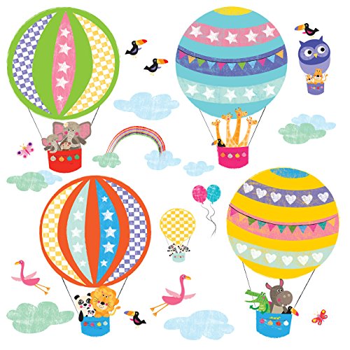 Preisvergleich Produktbild Decowall DA-1710B Heißluftballon Flugzeuge Tiere Wandtattoo Wandsticker Wandaufkleber Wanddeko für Wohnzimmer Schlafzimmer Kinderzimmer