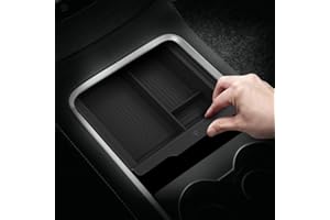 ‎TUDIA TUDIA Mittelkonsolen-Organizer-Tablett für Tesla Model 3 (2021–2023) / Model Y (ab 2021) [Nicht kompatibel mit Modell 3 2024 2025], leichtgängiges Silikon-Innenaufbewahrungszubehör (schwarz)