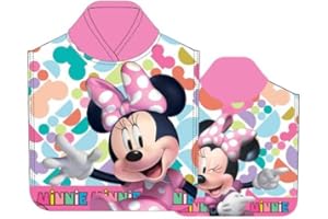 Variouss Toalla de Poncho para Playa y Piscina Infantil de Licencia Oficial (Minnie Mouse D)