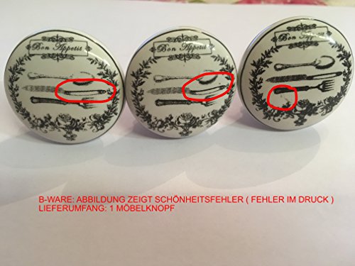 Möbelknöpfe Möbelknopf Möbelgriffe Shabby Antik Vintage Türgriff Knauf Griff Landhaus Küche *Bon Appetit* B-WARE - 4