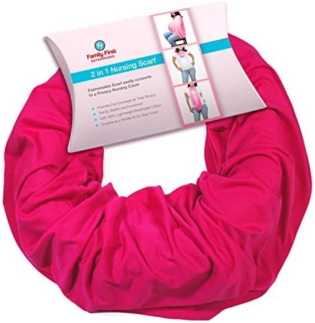 Family First Nursing Cover Infinity Scarf for Breastfeeding and Pumping |Nursing Scarf converts to Privacy Cover Up - Pink by Family First Enterprises