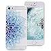 Produktbild iPhone SE Hülle Blumen, ZXK CO Transparent Halb Blauen Mandala Blüten Muster Transparent Ultra Dünne TPU Silikon Handy Hülle Etui Kratzfeste Stoßfeste Case Cover für Apple iPhone SE/5S/5
