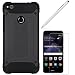 Produktbild Hcheg 3in1 Zubehör Set: Hybrid Outdoor Hülle für Huawei P8 Lite (2017) - Dual TPU Silikon Hard Case Schwarz Handy Hard Cover + 1 x Displayschutzfolie gehärtetem Glas +1 x Stylus Touch Pen silber