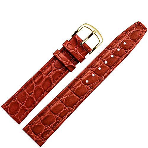 Uhrenarmband 16mm Leder rot-braun Prgung, Kroko, mit Naht - Lederarmband mit gleichfarbiger Naht - Ersatzband fr Uhren mit Krokoprgung - Marburger Uhrenarmbnder seit 1945 - rot-braun / gold Uhrenarmband 16mm Leder rot-braun Prgung, Kroko, mit Naht - Lederarmband mit gleichfarbiger Naht - Ersatzband fr Uhren mit Krokoprgung - Marburger Uhrenarmbnder seit 1945 - rot-braun / gold