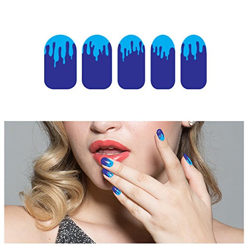 Tattify Blue Drip Nail Wraps - Frostbite (Set of 22)