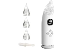 Wenosda Elektrischer Nasensauger Baby mit 3-stufiger Saugkraft & 3 weichen Silikonspitzen, Nasal Aspirator mit beruhigender Musik für Neugeborene, Säuglinge und Kleinkinder