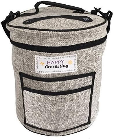 Premium Yarn Bin/Drum Storage for Crochet and Knitting. Lightweight and Portable with Pockets for Your Hooks and Tools. Handy Slits on top to Stop tangling and a Comfy Carry Handle