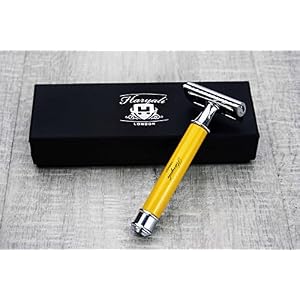 Men's Shaving De Safety Razor in Yellow. Perfect for Deep Clean Shave. Comes in a Designer Box. - Image 2