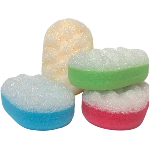 4 Badeschwämme (Luffa) Mehrfarbig – Ca. 17,8 Cm, Weich, Mit Aufhängeknoten