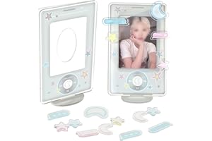 WAYUTO Kpop-Fotokartenhalter aus Acryl, 7,6 cm, mit dekorativem Zubehör, Kpop-Fotokarten-Präsentationsrahmen, Kpop-Fotokartenständer, Kpop-Fotokarten-Organizer für Tischdekoration, 2 Stück