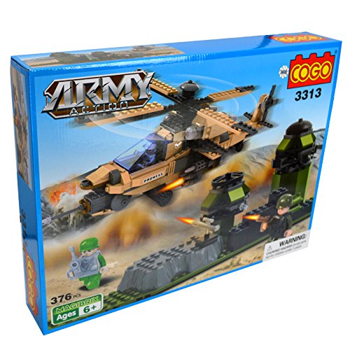 Preisvergleich Produktbild Cogo Army Action Bausteine-Set – Kampfhubschrauber und Militärbasis