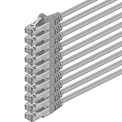 1aTTack CAT5 FTP Foliengeschirmt Netzwerkkabel mit 2x RJ45 Stecker Set (10 Stück) 7,5m grau