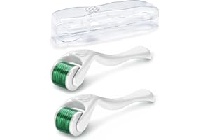 Zemolo 2 Stück Derma-roller 0,5mm mit 1,0mm, Bartroller Microneedling Roller mit 540 Nadeln Micronadeln, Derma-Roller für Mann & Frau Haarpflege Gesicht und Körper Dehnungsstreifen, Falten,Große Poren