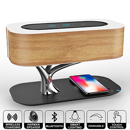 Preisvergleich Produktbild WMING Bluetooth-Lautsprecher-Schreibtisch Lampe Drahtlose Ladestation Lampe Schlaf-Modus Nicht-Dimmbare Nachtlampe Atmosphäre Lampe Nachtlicht