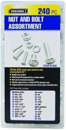 240 Piece Nut and Bolt Assortment with PVC Storage Case by Storehouse