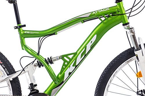 27,5″ Zoll MOUNTAINBIKE FAHRRAD KCP ATTACK Unisex mit 21 Gang SHIMANO TX grün weiss - 3