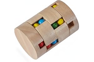 EUROtops Knobelzylinder aus Holz – Geduldspiel für Erwachsene und Kinder, Holzpuzzle mit bunten Kugeln, Denkspiel und Logiktrainer