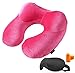 Produktbild HOMEE 3-In-1 Deluxe Reisekissen Aufblasbares Flugzeug Samtiges Nackenkissen Bequemes Kopf Rest Kissen + 3D Schlafenauge Maske + Ohrstöpsel + Tragetasche Kissen Set für Reise, Auto, Zug, Haus, Büro, C