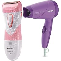 Philips HP8100/46 Hair Dryer (Purple) & Philips HP6306 Lady Shave