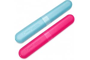 Dental Aesthetics 2 x tandborstfodral, resefodral, tandborsthållare av plast, rena borstar på semestern (rosa och blå), rosa, 2 Stück (1er Pack), enkel, funktionell, bekväm, praktisk