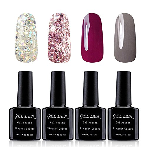 UV LED Gel Nail Polish - Gellen Soak off Color 4PCS Starter Kits Varnish Salon Set,Keep 14-Days More On Nails ,24-Hour Customer Support,30-Day Money Back Guaranteed,2-Year Warranty