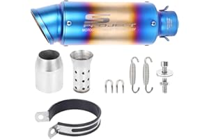 PRETTY KAURV Exhaust Muffler Motorcycle Exhaust Muffler Stainless Steel Exhaust Pipe Blue Slanted Port 51mm Motorcycle Muffler Universal Rear Pipe Adapter 38-51mm