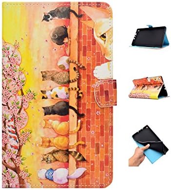 Case for Kindle Fire HD 8 Tablet, GSWAY Thinnest Lightest Folding Stand PU Leather Cover with Auto Sleep/Wake & Anti-Slip for Amazon Kindle Fire HD 8 2018/2017/2016 - Flower & Cat