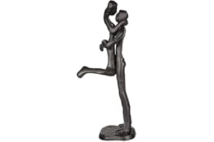 Aoneky Żeliwna Figurka Pary - Całująca Się Para Posąg, Nowoczesna Abstrakcyjna Rzeźba, Dekoracja do Domu Salonu Pokoju, Prezent na Walentynki Rocznicę Ślubu Boże Narodzenie, Czarna (skaczący uścisk)