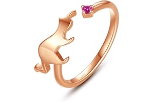 VIKI LYNN Katzenring Offen Verstellbare Ringe mit Cubic Zirkonia und 925 Sterling Silber Geburtstag Weihnachten Valentinstag Geschenke für Frauen