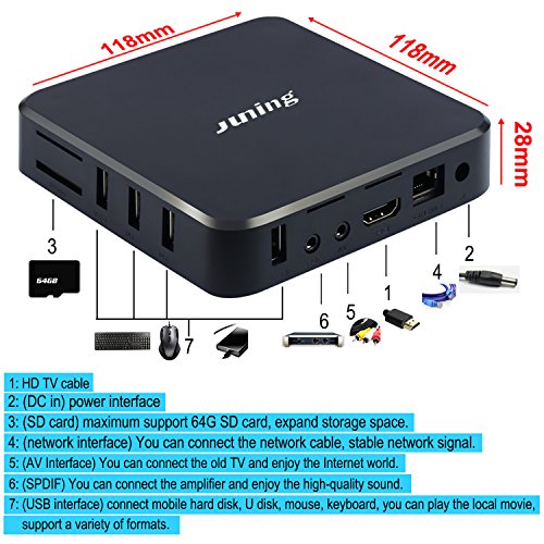 Android TV Box, Juning 2016 Smart TV Box 4K Amlogic S805 Quad-Core / Octa-Core-ARM Mali-450 GPU KODI CPU 1 GB SDRAM / 8G EMMC, Wifi, Bluetooth, mit HD Musik, Film, Streaming Media Player für Samsung Sony Usw. - 5