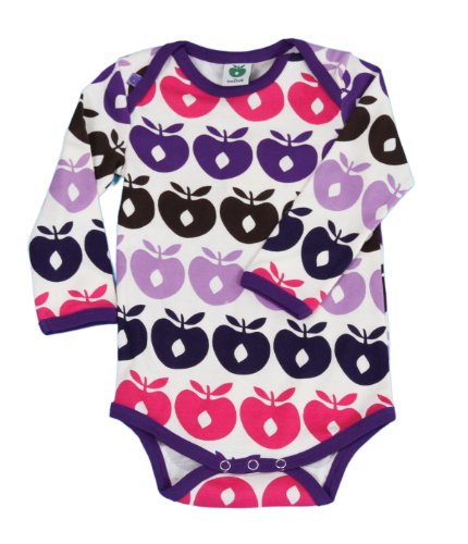 Smafolk Unisex Baby Long Sleeve Bodysuit with Multi-Apples Purple Size 56