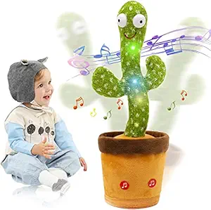 Klamazoo Dancing Cactus Plush Toy, Cactus Soft Toys, Singing Cactus, Dancing Cactus, Talking Cactus, Repeat Cactus Plush Toy Gifts for Boys/Girls/Kids Birthday Present (Cactus)