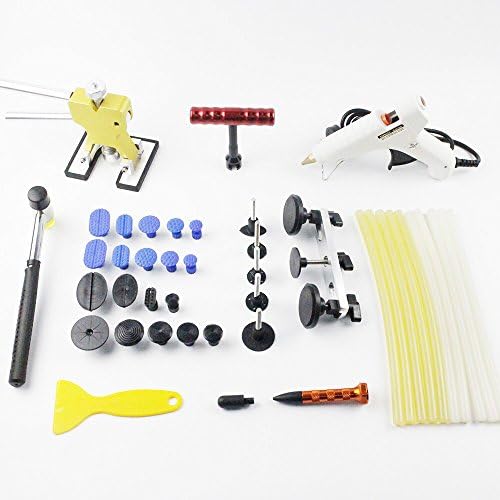 Yizhou PDR 43 Pcs DIY Pops a Dent &amp; Ding Car Auto Damage Repair Panel Bodywork Puller Tool Kit PDR Paintless Dent Lifter Removal with Glue Gun