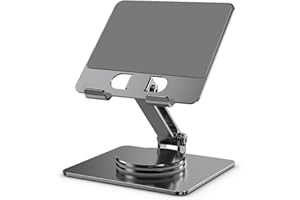 Zienstar-Soporte de Tableta Plegable de Aluminio,Giratorio 360° Ajustable para Tableta,iPad,Teléfono Móvil de 4 "a 14" (Gris)