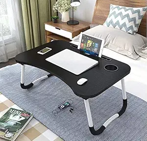 NILRAJ Enterprise Foldable Bed Study Table Portable Multifunction Laptop Table Lap Desk for Children Bed Fordable Table Work Office Home with Tablet Slot & Cup Holder Bed Study Table