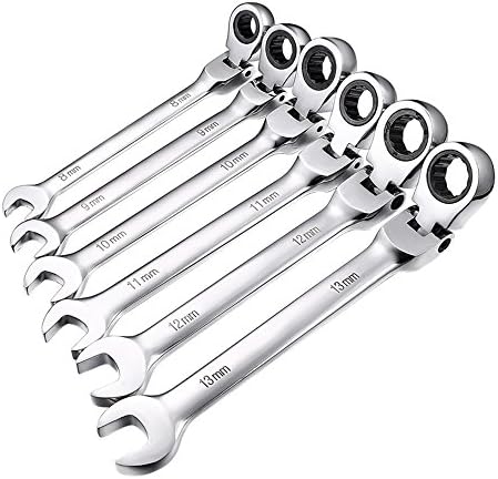 6Pcs 8/9/10/11/12/13mm Metric Ratcheting Combination Wrench Set Handle Spanners DIY Hand Tools