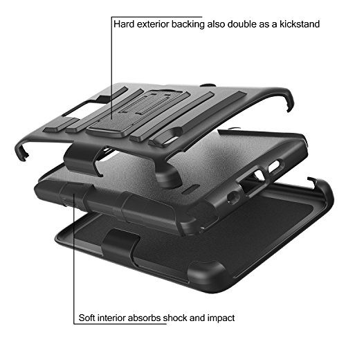 MoKo Holster Funda con Soporte y Girable Clip  Heavy Duty  Robusto Funda para Samsung Galaxy Note 4  2014 Release   NEGRO