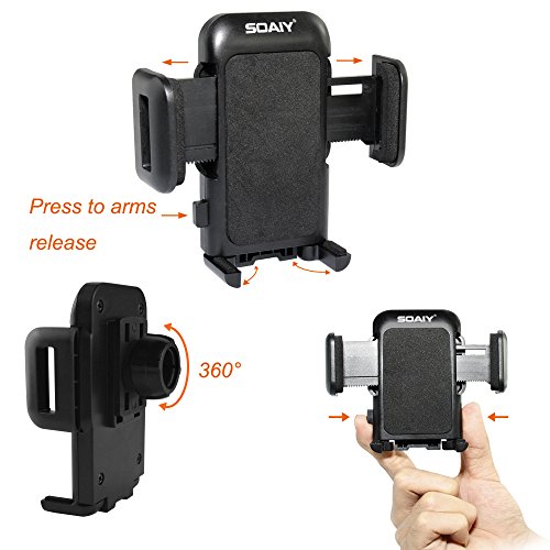 SOAIYÂ® 3 in 1 Supporto d'Auto per Cellulare con Doppia USB e Braccio Regolabile, Supporto per IPhone , Samsung e Maggior Tipo di Smartphone