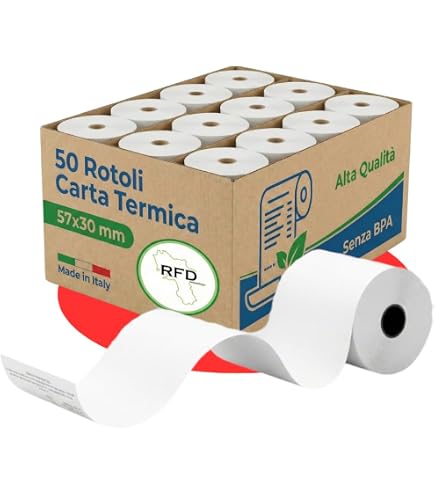 Kit 100 Rotoli Carta Termica Fiscale Palucart 57x30 Mm – Omologati Agenzia Entrate, 48 Gr/m², Anima 12 Mm, Made In Italy