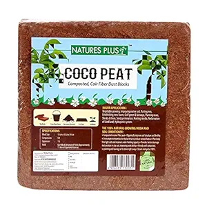 NATURES PLUS Cocopeat Block, Agropeat for Garden Planting - 1 kg