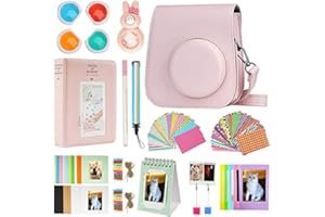 Cpano Mini 11 Kamerazubehör-Bundles für FujiFilm Instax Mini 11 mit Kameratasche/Buchalbum/Selfie Len/Wandbehangrahmen/Aufkleber/Stift （13 in 1） (Pink)