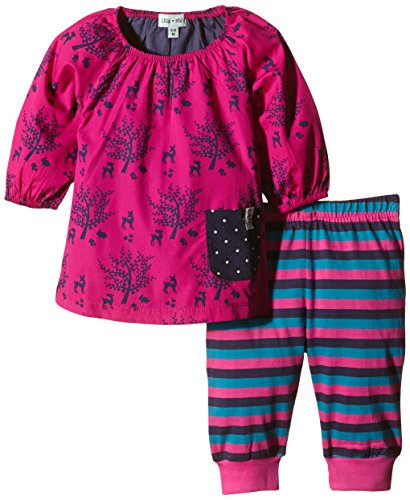 Lilly & Sid Baby-Girls Fairytale Print and Stripe Leggins Set Dress, Multicoloured, 18-24 Months