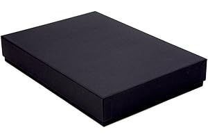 Packaging World A4 Eco-friendly Luxury Rigid Presentation Gift Box, 315 x 220 x 53mm, Black | Deep Gift Box Suitable For Clothes, Books, Stationery & More | 2-Piece Design, Recyclable, Kraft Paper