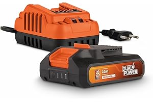POWERPLUS POWER plus Set di batterie e caricabatterie Dual Power POWDP90620-20 V, batteria da 2,0 Ah, per utensili da 20 V, caricatore da 2 A, per batterie da 20 V e 2 x 20 V, per avvitatore a batteria,