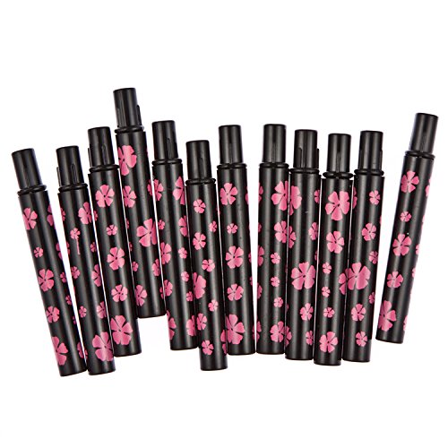 Davidsonne 12pcs Makeup Lip Brush Retractable Plastic Professional Cosmetic Black Pink