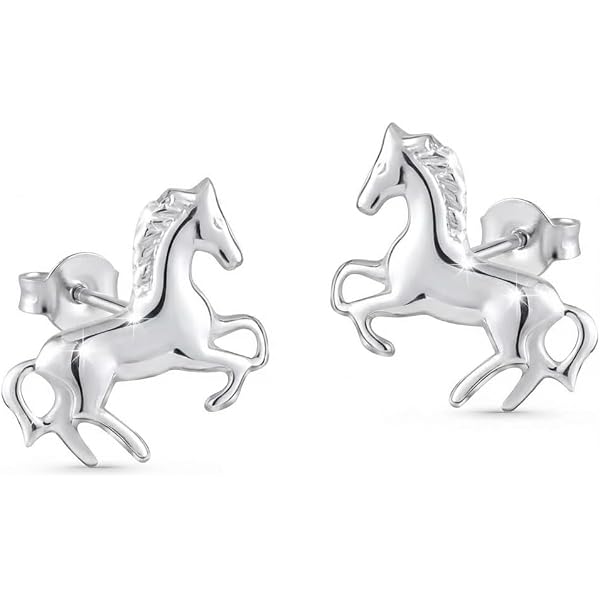 Set 3 Paia Orecchini A Cavallo In Argento 925, Con Cavallo, Ferro Di Cavallo E Testa Di Cavallo, Confezione Regalo
