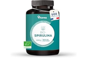 VITAVEA BIEN-ÊTRE Super Spirulina BIO - 500 Spirulina Tabletten von 500 mg - Reich an Proteinen, Phycocyanin, Eisen, Antioxidantien - Ohne Zusätze - Immunsystem, Müdigkeit - Vegan - Vitavea