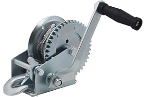 QMCAHCE 3000lb Heavy Duty Hand Winch Boat Trailer Winch Strap, (with 8m Steel Wire Rope), Crank Traction Winch, Hardened Steel 2 Speed Hand Winch, Two Way Ratchet Hand Winch for Trailer ATV UTV Boats