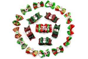Bipy, fiocchi di Natale per cani e animali domestici, con elastici in gomma, papillon per capelli, per Natale, feste, vacanze, festività, accessori per la cura dei capelli, colori assortiti,